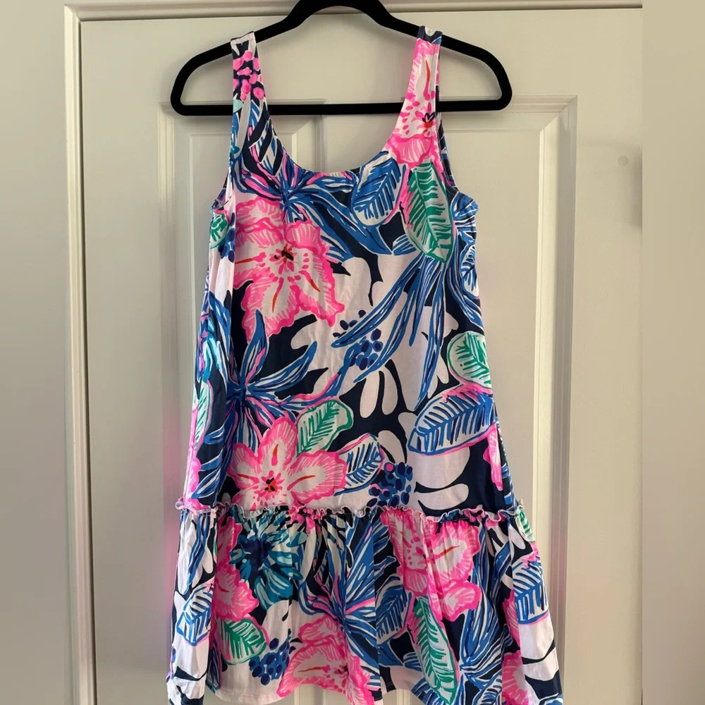 Lilly Pulitzer Skyelar Tank Dress SZ S High Tide Navy Sugar Mambo